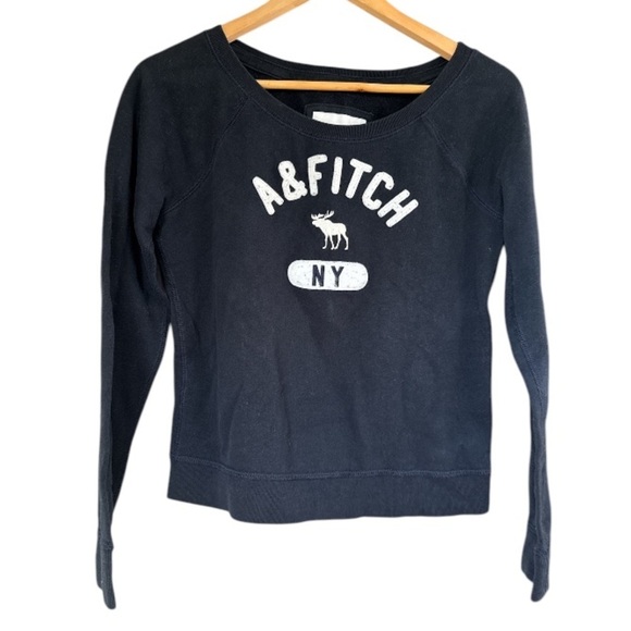 Abercrombie sweatshirt navy blue small classic pretty cotton poly blend - Picture 1 of 2
